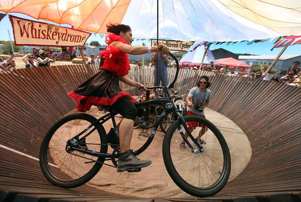The 6th annual Rivertown Revival is Saturday, July 18, 2015. In this archive photo, Astrid Stokes of Las Vegas dropped in at the Petaluma River Revival to do a few laps on the Whiskeydrome, Saturday July 21, 2012 in Petaluma. (Kent Porter / Press Democrat) 2012