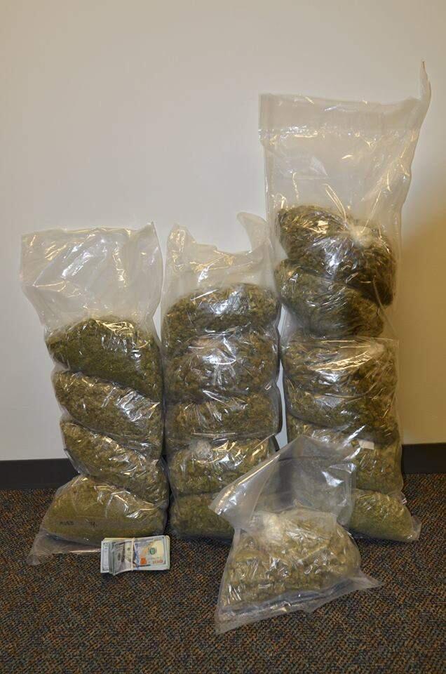 A woman suspected of speeding in west Sonoma County was found with nearly $4,000 and 16 pounds of marijuana in the trunk of her car on Tuesday, April 3, 2018, according to authorities. (SONOMA COUNTY SHERIFF)