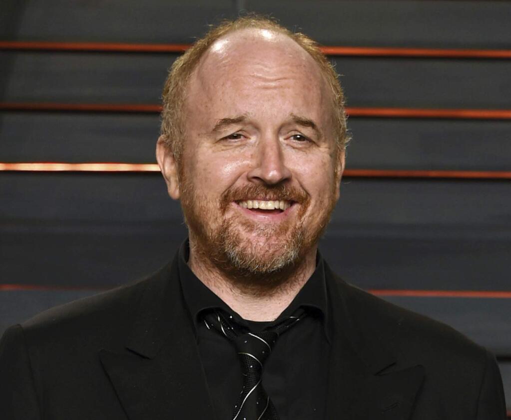 FILE - In this Feb. 28, 2016 file photo, Louis C.K. arrives at the Vanity Fair Oscar Party in Beverly Hills, Calif. The New York premiere of Louis C.K.'s controversial new film “I Love You, Daddy” has been canceled amid swirling controversy over the film and the comedian. (Photo by Evan Agostini/Invision/AP, File)