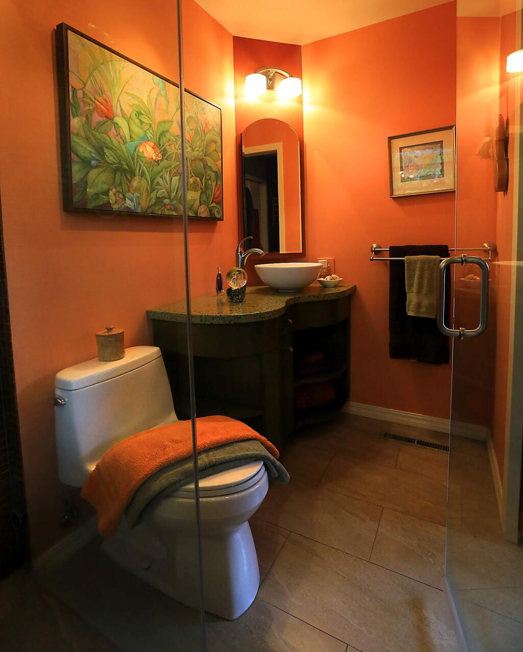 The small bathroom in the Glen Ellen home of Stephen and Christina Yingst was designed by Martha Channer and Craig Mitchell. (JOHN BURGESS / The Press Democrat)