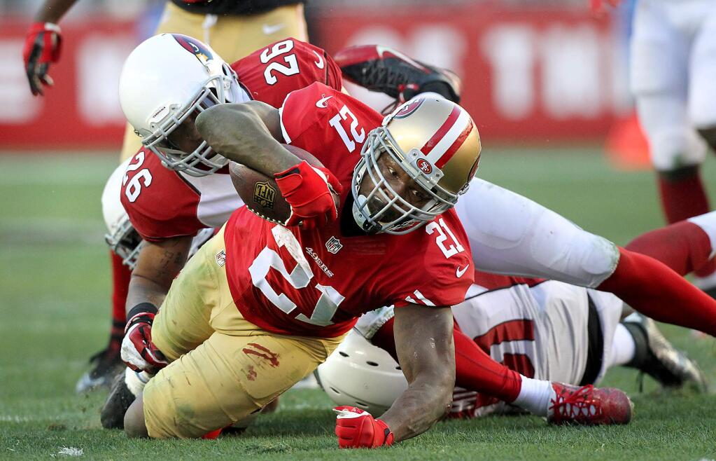 Frank Gore ran for 144 yards against the Cardinals. The San Francisco 49ers beat the Arizona Cardinals, 20-17, on December 28, 2014. (Photo by John Burgess/The Press Democrat)