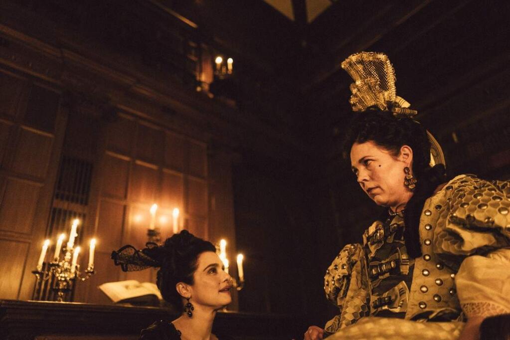 Rachel Weisz, left, and Olivia Colman star in 'The Favourite,' directed by Yorgos Lanthimos. (Fox Searchlight Pictures)