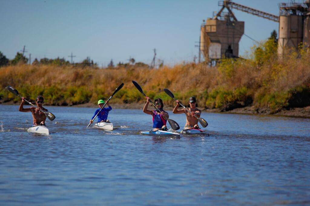 The Rivertown Racers practice on the Petaluma River in this August 2020 Argus-Courier file photo. (CRISSY PASCUAL/ARGUS-COURIER STAFF)