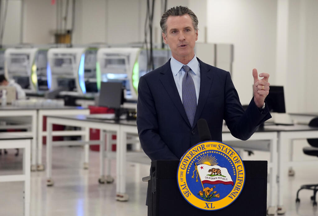 "In nearly every part of the state we are seeing case rates increase and transmission rates increase,“ Gov. Gavin Newsom said Nov. 16. (AP Photo/Marcio Jose Sanchez, Pool, File) Oct. 30, 2020