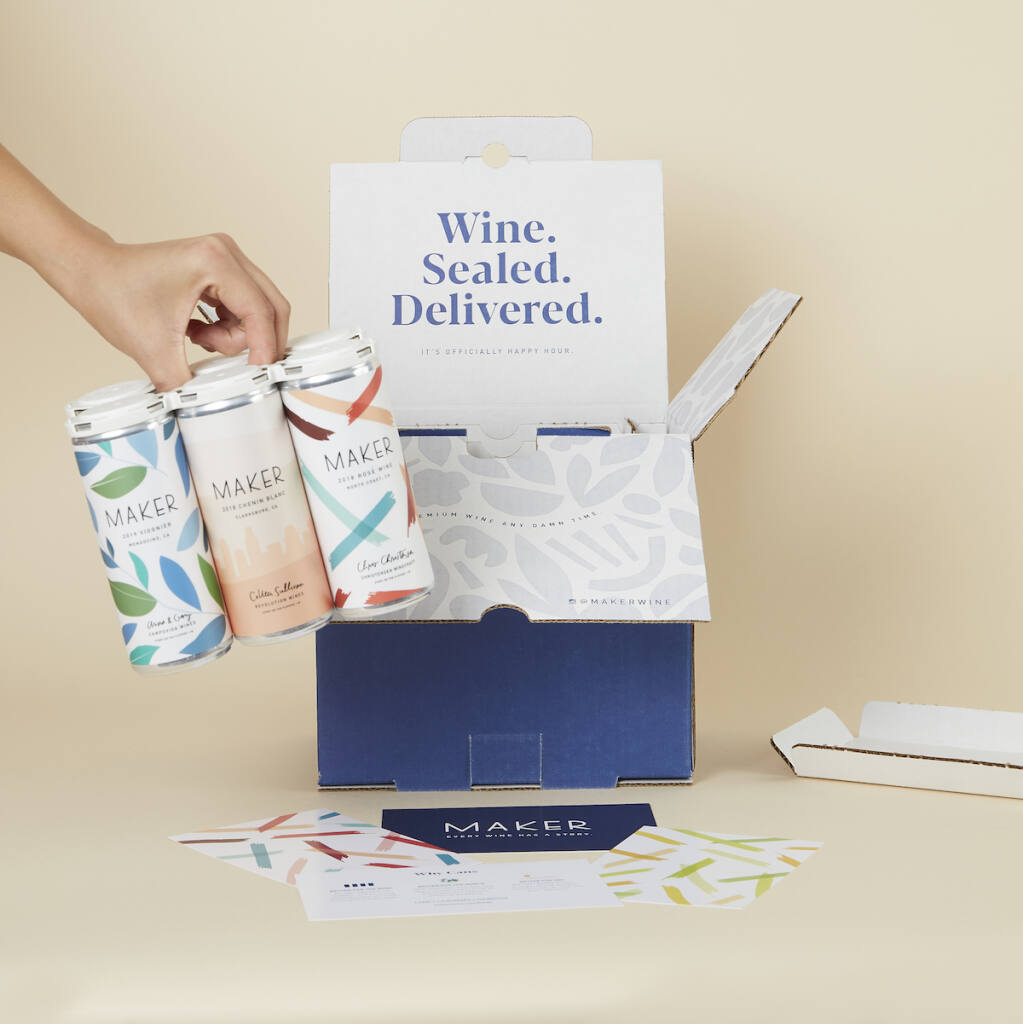 Novato-based Maker Wine Company, launched in 2019, sells premium wine in boxes of six, 12 or 24 for sale directly to California consumers. (Lawrence de Leon photo)