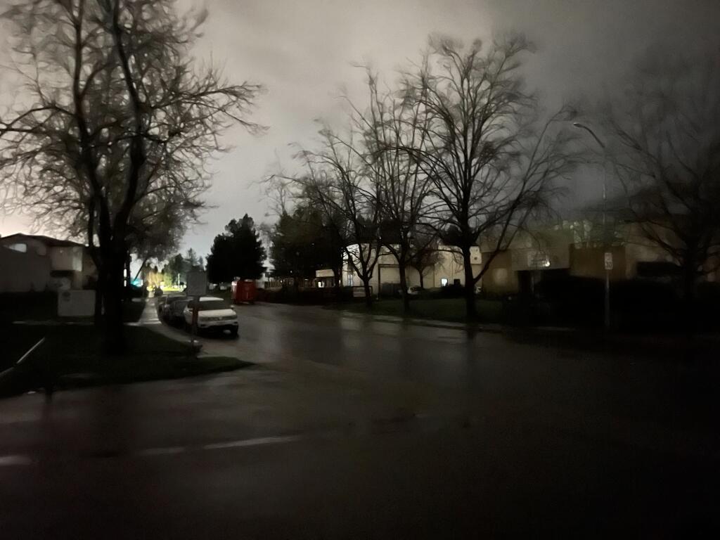 This image shows Labath Avenue in Rohnert Park Friday, March 1, 2024. Rain and wind was blamed for knocking out electricity to more than 16,000 Pacific, Gas & Electric customers. (Sara Edwards/The Press Democrat)