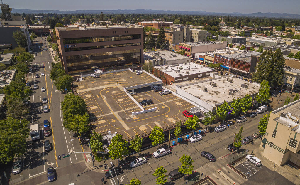 The city of Santa Rosa is considering redeveloping the Third and D Street parking garage into affordable housing in downtown Santa Rosa, Tuesday, April 26, 2022. (Chad Surmick / The Press Democrat file)