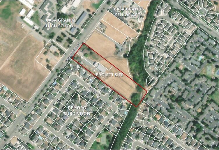 A map of the approved 36-home project across from Casa Grande High School will include a new public street linking Casa Grande Road with Del Rancho Way. (PETALUMA CITY STAFF REPORT)
