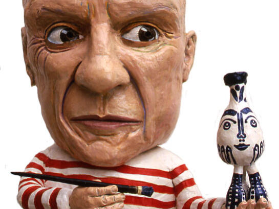 Pablo Picasso is caricatured by Sacramento ceramic sculptor Tony Natsoulas in the new “Out of Our Minds” exhibit in Sonoma. (Tony Natsoulas)