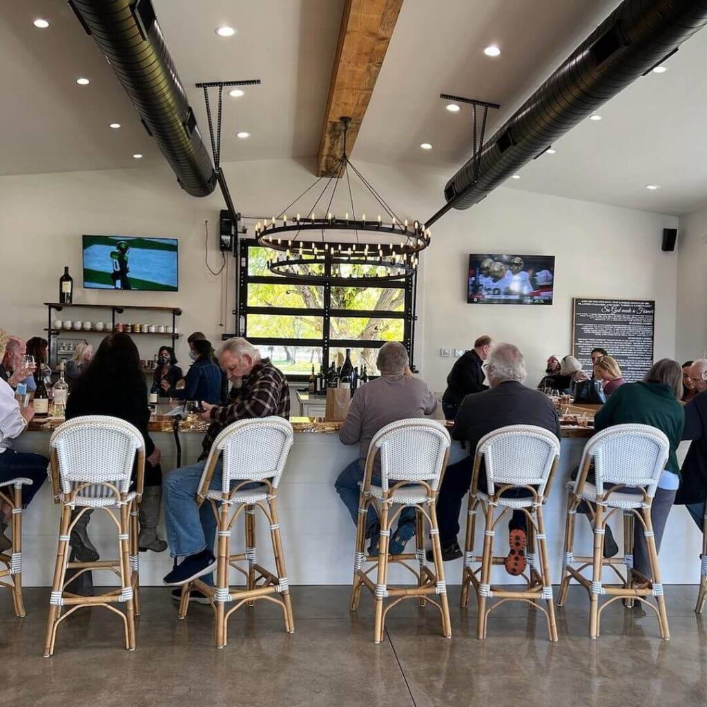 Visitors sit at the tasting bar in The Merchanile by Shannon Family of Wines. It opened in 2021 after the Shannon company purchased Steele Wines in 2020. (courtesy of Shannon Family of Wines)