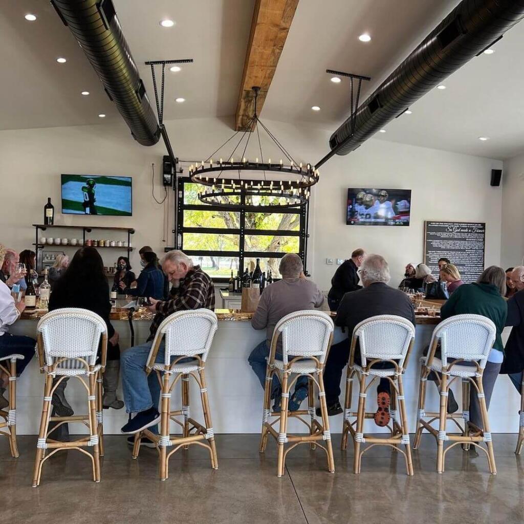 Visitors sit at the tasting bar in The Merchanile by Shannon Family of Wines. It opened in 2021 after the Shannon company purchased Steele Wines in 2020. (courtesy of Shannon Family of Wines)