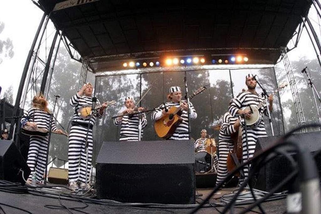 Santa Rosa bluegrass band Poor Man's Whiskey, an annual invitee to the Hardly Strictly Bluegrass music festival in San Francisco, dressed up as inmates escaped from Alcatraz in 2005, with festival founder Warren Hellman chasing them onto the stage.