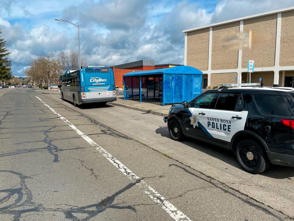 Range Avenue bus stop in Santa Rosa after a shooting on Sunday, Feb. 15, 2021. (Santa Rosa Police Department)