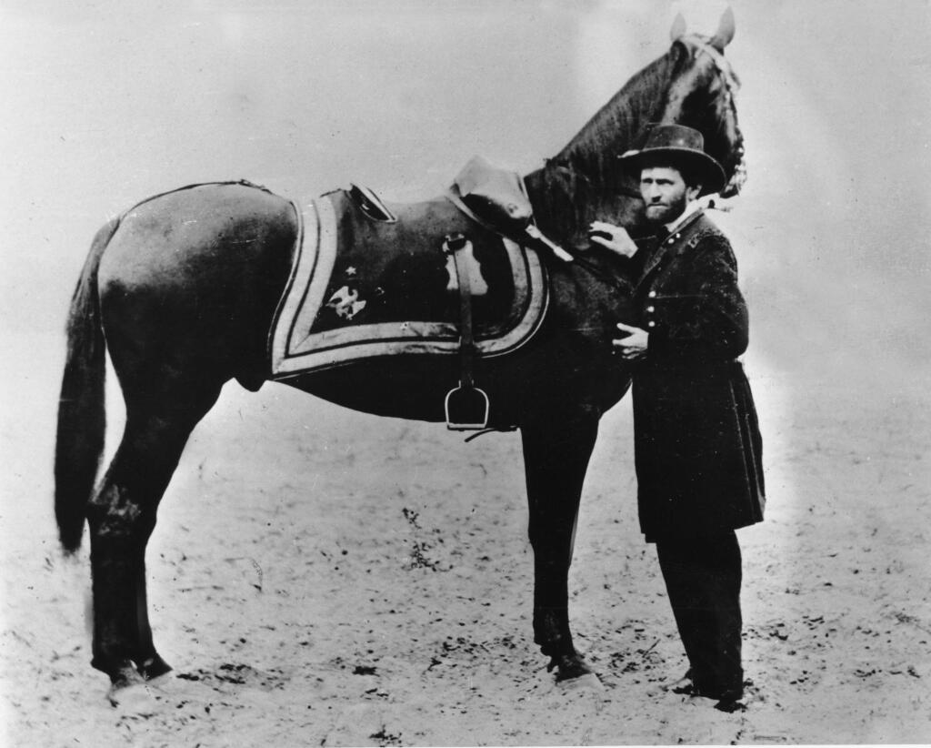 Gen. Ulysses S. Grant, commander of the Union Army during the American Civil War, poses with his horse in this undated photo at an unknown location. (AP Photo)