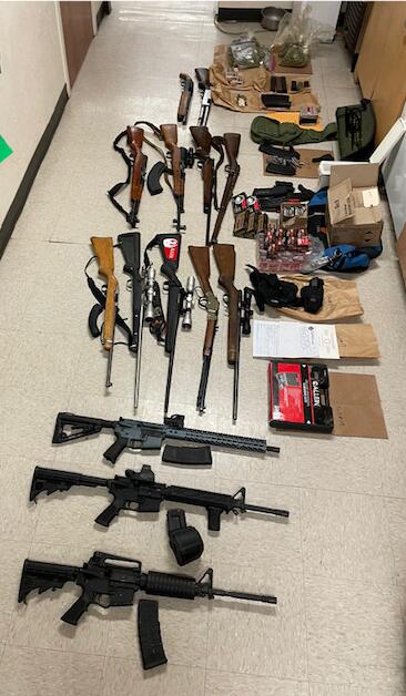 The Mendocino County Sheriff’s Office seized 14 guns from a home in Covelo this month. (Mendocino County Sheriff’s Office)