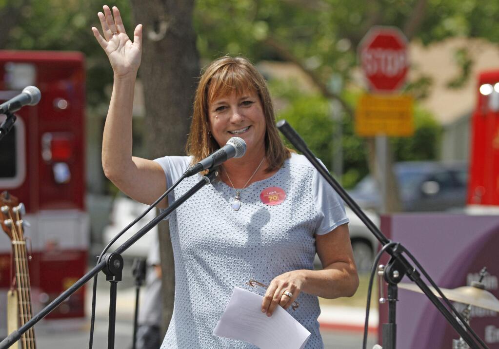 Hospital CEO Kelly Mather says a few words Saturday, June 11, 2016, during the open house at Sonoma Valley Hospital celebrating the hospital's 70th birthday. More than 300 people attended the event. (Bill Hoban / Index-Tribune)