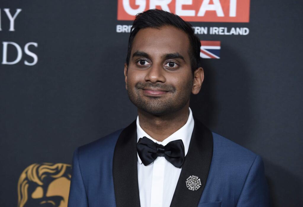 FILE - In this Friday, Oct. 27, 2017 file photo, Aziz Ansari arrives at the BAFTA Los Angeles Britannia Awards in Beverly Hills, Calif. What makes a private sexual encounter newsworthy? A little-known website raised that very question after publishing an unidentified woman's vivid account of the sexual advances of the comedian. (Photo by Chris Pizzello/Invision/AP)