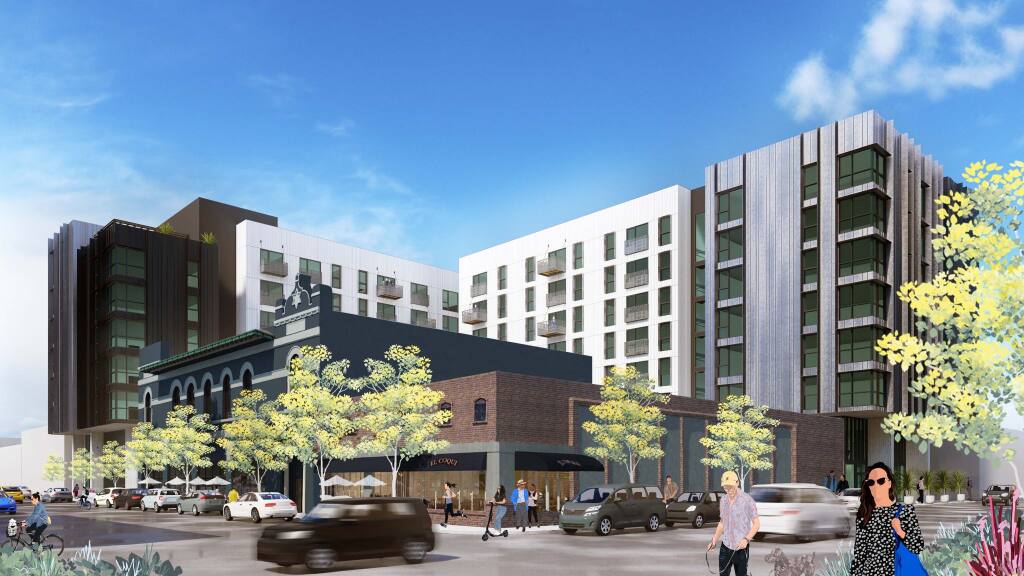 A new eight-story, 168-unit mixed-use apartment building will be constructed at 420 Mendocino Ave., a half-acre site between Fifth and Seventh streets. (5th and Mendocino Partners LLC)