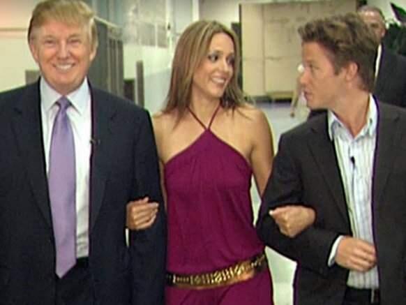 Donald Trump, left, with actress Arianne Zucker and 'Access Hollywood' host Billy Bush, is seen on the set of 'Days of Our Lives' in a video obtained by the Washington Post and NBC.