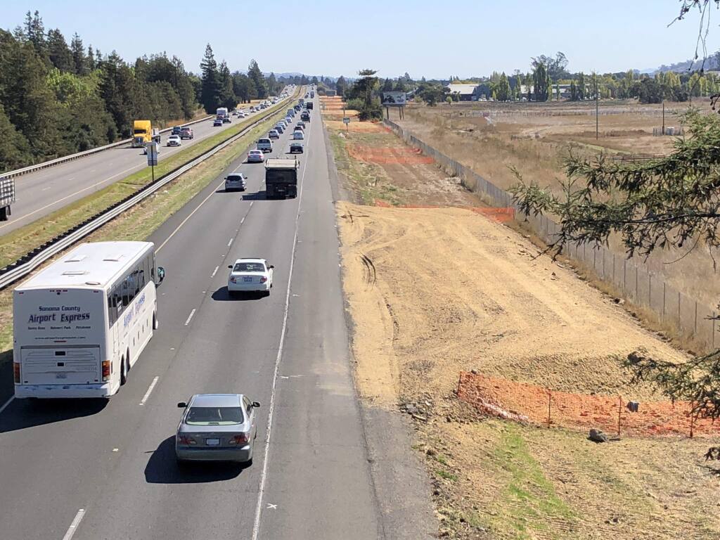 Piles of dirt are seen along Highway 101 in Petaluma. MATT BROWN/ARGUS-COURIER STAFF