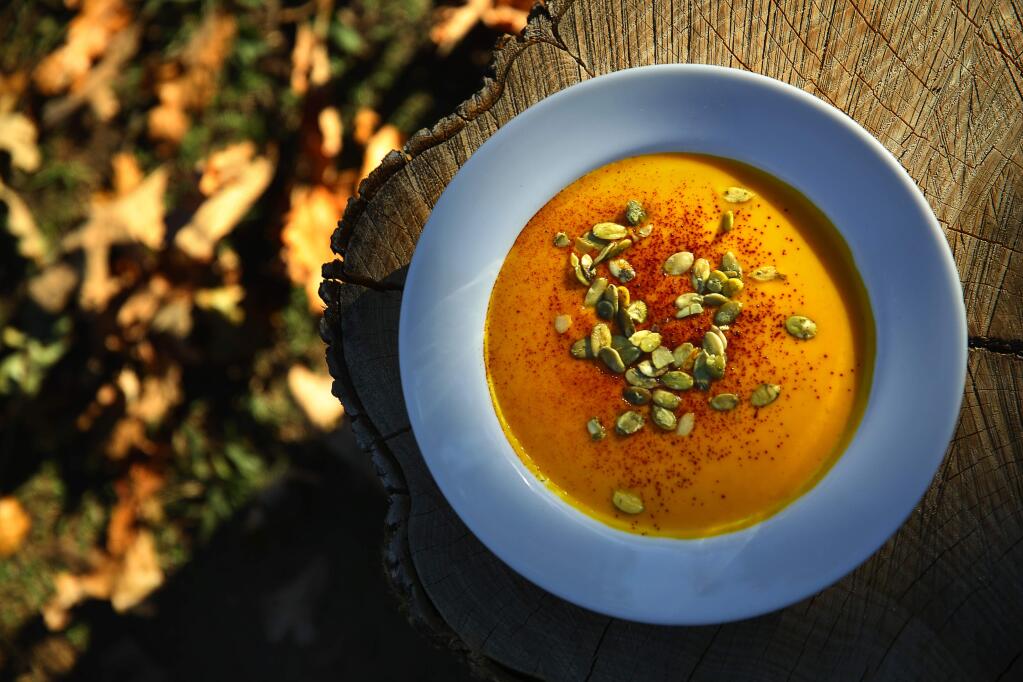 You can use turkey stock to make a Winter Squash Soup. (Christopher Chung / The Press Democrat)