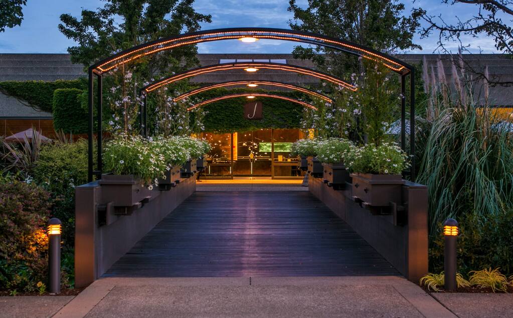 J Vineyards & Winery's vine-covered Russian River Valley production facility with its 'Bubble Room' and other hospitality suites is part of the sale deal to E&J Gallo. (courtesy of J Vineyards & Winery)
