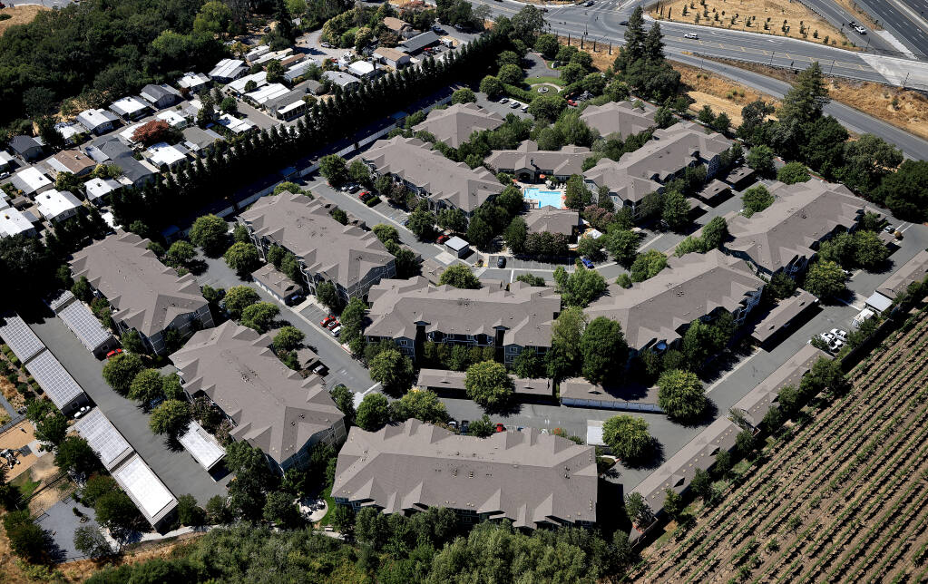 Vineyard Creek Apartments, July 16, 2021 at the intersection of Highway 101 and Airport Blvd. in Santa Rosa . (Kent Porter / The Press Democrat) 2021