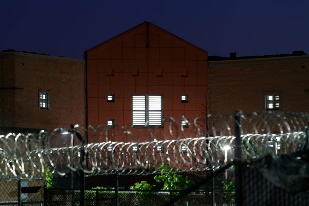 The northwest wing of the Sonoma County Sheriff's Office Main Adult Detention Facility at night in Santa Rosa, California, on Thursday, March 30, 2017. (Alvin Jornada / The Press Democrat, 2017)