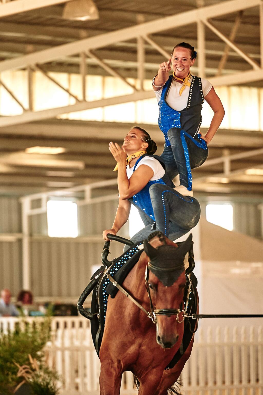 Katie Keville, top, and Florence Rubinger, a Santa Rosa native, will be competing today at the World Equestrian Games in North Carolina. (COURTESY OF FLORENCE RUBINGER)