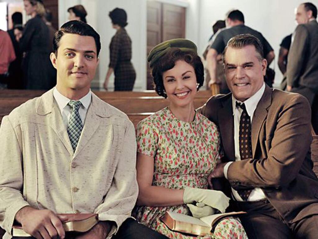 From left, in a pew at Dickson First Presbyterian Church are Blake Rayne, Ashley Judd and Ray Liotta in “The Identical,' a drama that plays of the Elvis mythos: what if his twin brother was not stillborn. (Freestyle Releasing)