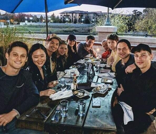 The cast of the Netflix show '13 Reasons Why' had dinner at the Oxbow Public Market in Napa on Oct. 30, 2017. (Ross Butler/Instagram)