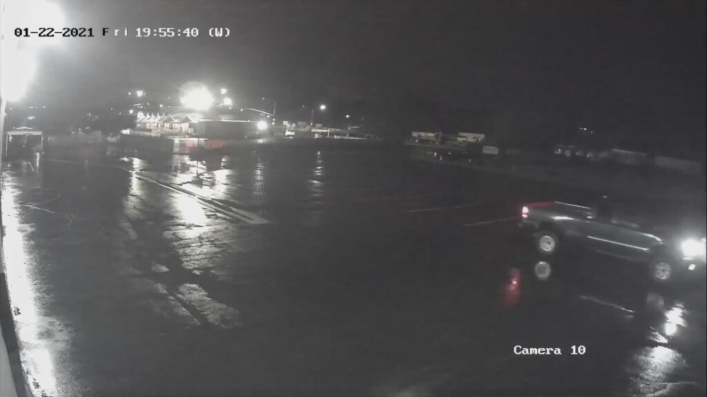 Petaluma police are asking for help identifying the truck and suspect involved with the theft of a trailer from a property on Stony Point Road Jan. 27, 2021. (Petaluma Police Department)