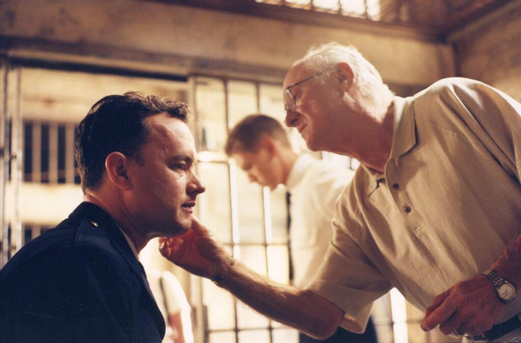 Tom Hanks' longtime makeup artist, Dan Striepeke, who attended Santa Rosa High School, works on the actor on the set of one of the many films the two have worked on together. (PD FILE, 2006)