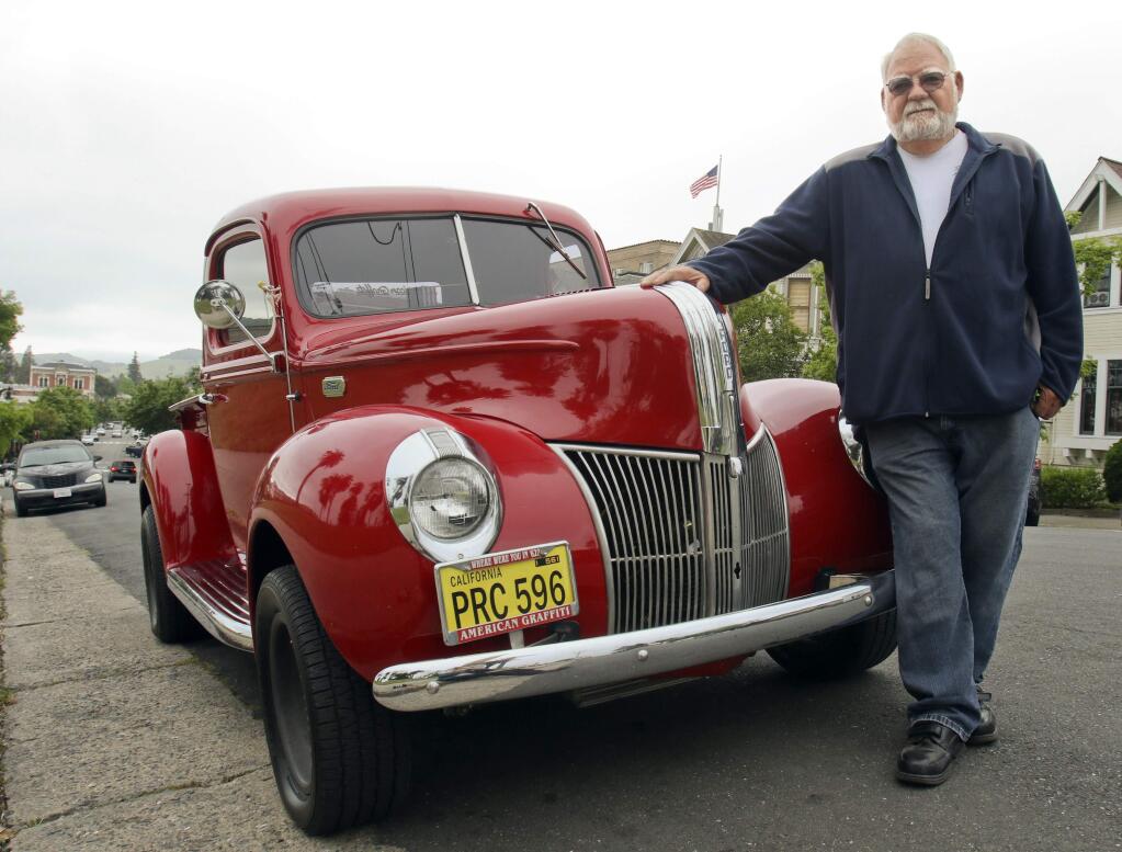 Jim Bergstrom with his 1941 Ford pickup truck in downtown Petaluma on Monday, May 2, 2016. ((SCOTT MANCHESTER/ARGUS-COURIER STAFF)