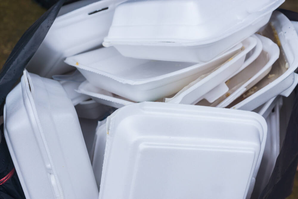 Polystyrene containers are slow to degrade compared to compostable items. (kittiwat chaitoep/Shutterstock)