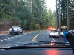 Bohemian Highway was closed for about three hours on Friday, Nov. 15, 2019, while deputies responded to a protest at Westminster Woods. Four protesters who were arrested that night have filed a federal civil rights suit over their treatment by Sonoma County Sheriff’s deputies.  (Pat Paterson)