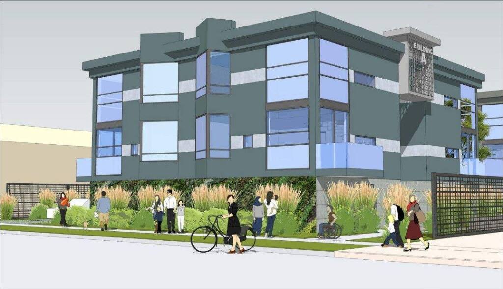 A rendering of the DeCristo apartment project proposed for 109 Ellis Street in Petaluma. (CITY OF PETALUMA)