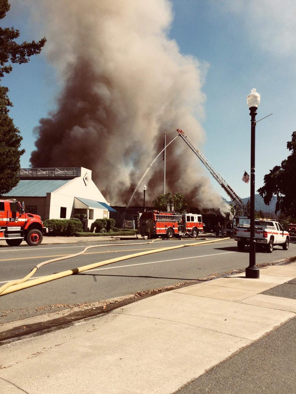 Fire burns Hardester's Market in Middletown on Monday, May 28, 2018. (COURTESY OF MARK PEDROIA)