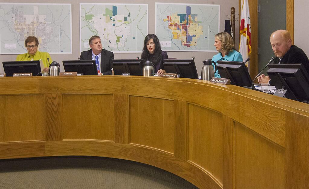 The Council, shown above at an earlier meeting, voted unanimously to extend the ‘state of emergency.'
