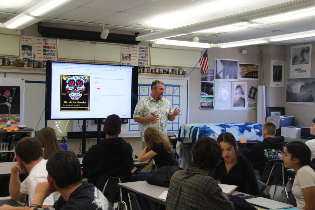 Andy Mitchell teaching the new SVHS graphic desigm class. Photo: Luke Sendaydiego