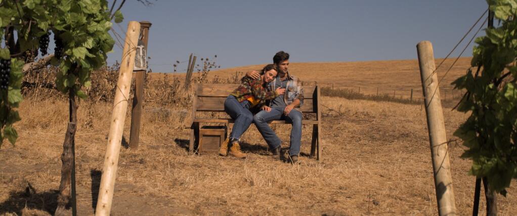 Josh Swickard and Lauren Swickard in “A California Christmas,” shot in Petaluma last year. The couple met while filming another Petaluma-based film three years ago. (Netflix)