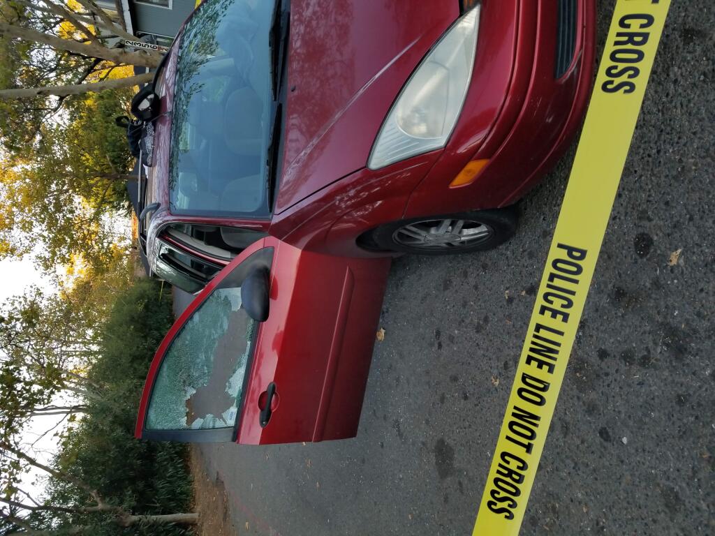 A man sitting in this car in the 2300 block of Corby Avenue was shot several times on Monday, Nov. 6, 2017. (SANTA ROSA POLICE)