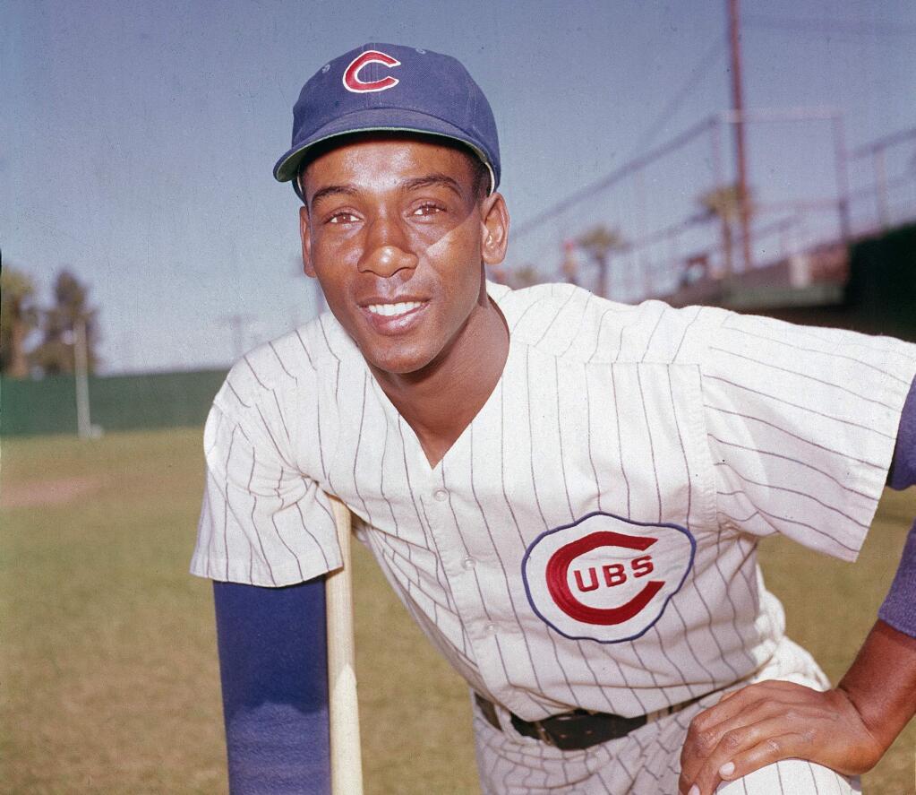 In this 1970 file photo, Chicago Cubs' Ernie Banks poses. The Cubs announced Friday night, Jan. 23, 2015, that Banks had died. The team did not provide any further details. Banks was 83. (AP Photo/File)