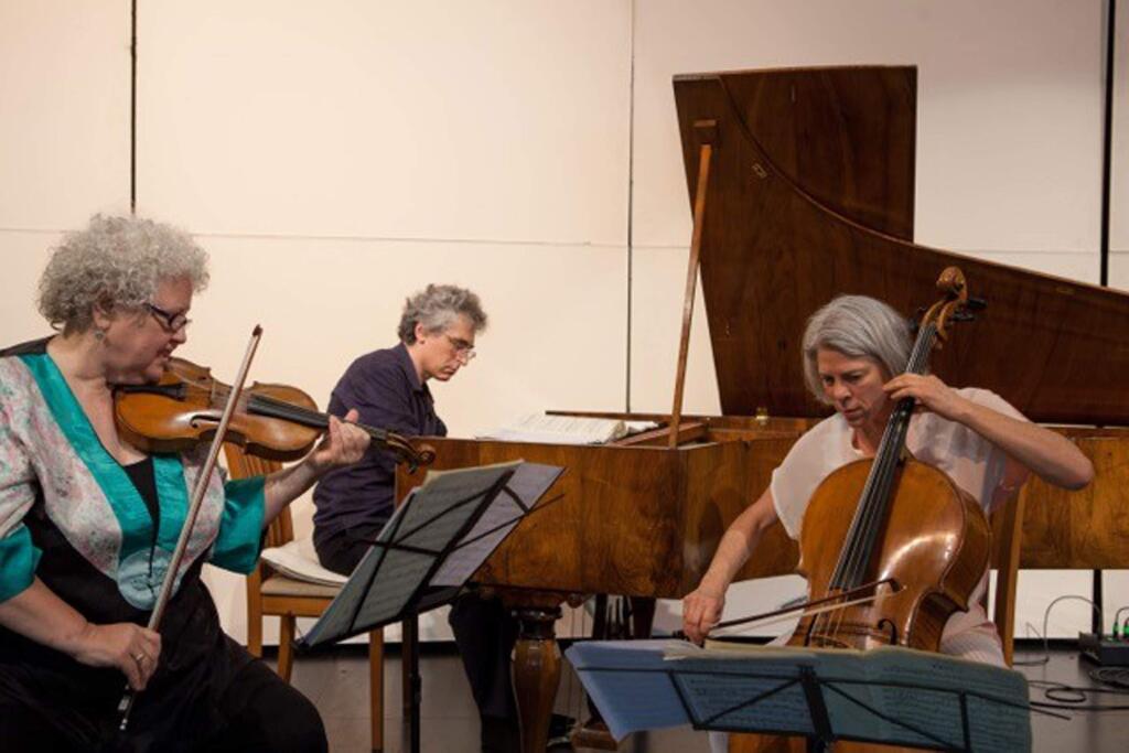Violinist Monica Huggett, fortepiano player Eric Zivian and cellist Tanya Tomkins perform together at the Valley of the Moon Music Festival last summer in Sonoma.