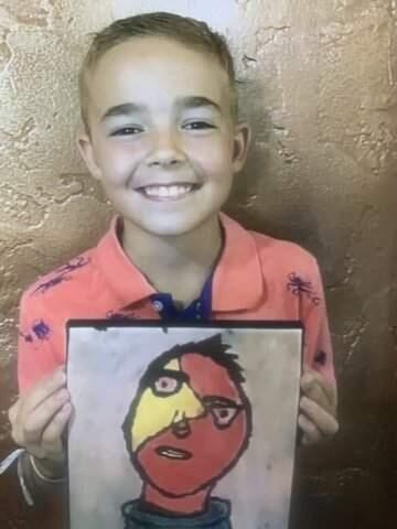 Waylon Jones, a Santa Rosa native born with cystic fibrosis, poses with the self-portrait he created. (Keegan family)