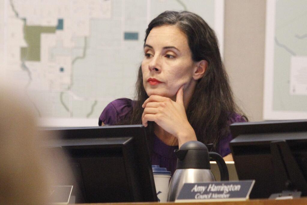 Rachel Hundley, shown here at a 2018 City Council meeting, will step down Jan. 31.
