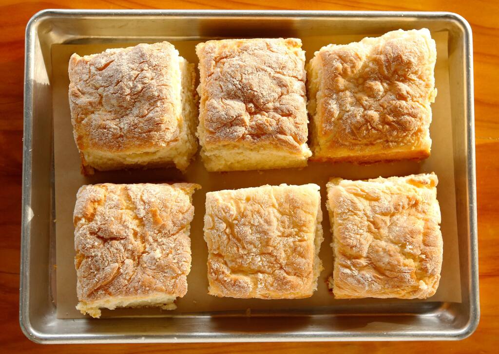 A tray of Big Bottom biscuits at Big Bottom Market in Guerneville, California, on Wednesday, Oct. 26, 2016. (ALVIN JORNADA/ PD)