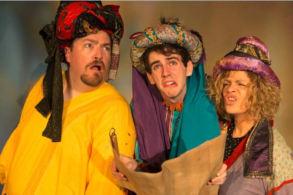 Dan Stryker, Adam Blankenship and Athena Gundlach in “The Bible: The Complete Word of God (Abridged).' (RAY MABRY)
