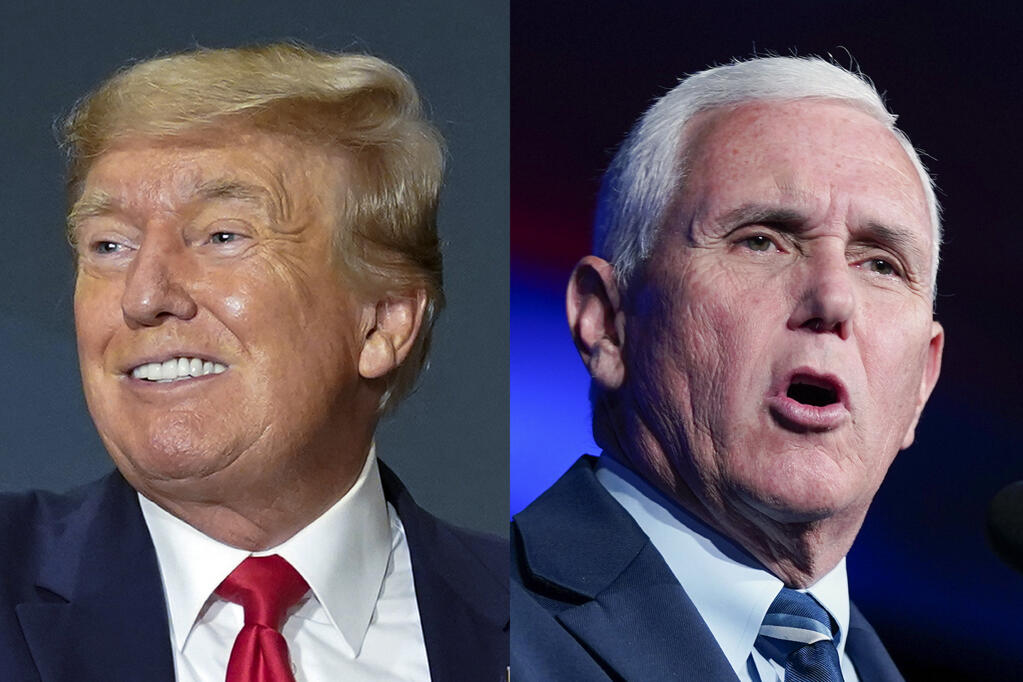 In this combination of images former President Donald Trump and former Vice President Mike Pence speak at different events in Washington, Tuesday, July 26, 2022. (AP Photo)