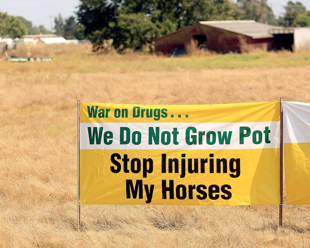 Sign in a field on Ludwig Avenue, Friday Aug. 7, 2015 in Santa Rosa. (Kent Porter / Press Democrat) 2015